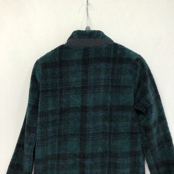 Eddie Bauer Women 1/4 Snap Button Fleece Sweater Size Medium Green Plaid B286 -9 - Picture 14 of 15